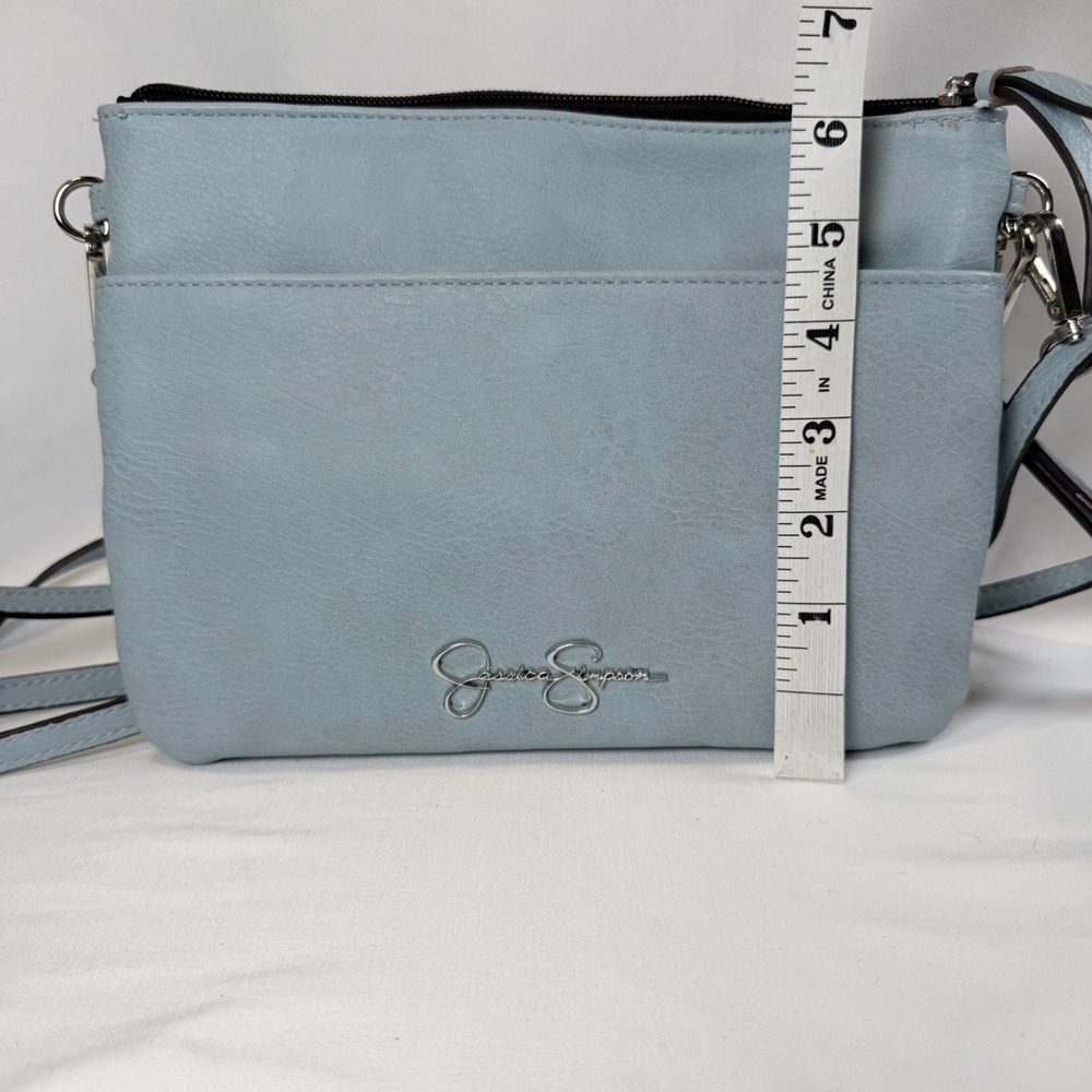 Jessica Simpson Crossbody Bag Womens Small Blue Cream Triple Zip Colorblock - Picture 10 of 11